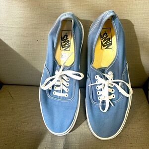 Vans Classic Blue Canvas Skate Shoes Sz 9.5M 11W white shoelaces